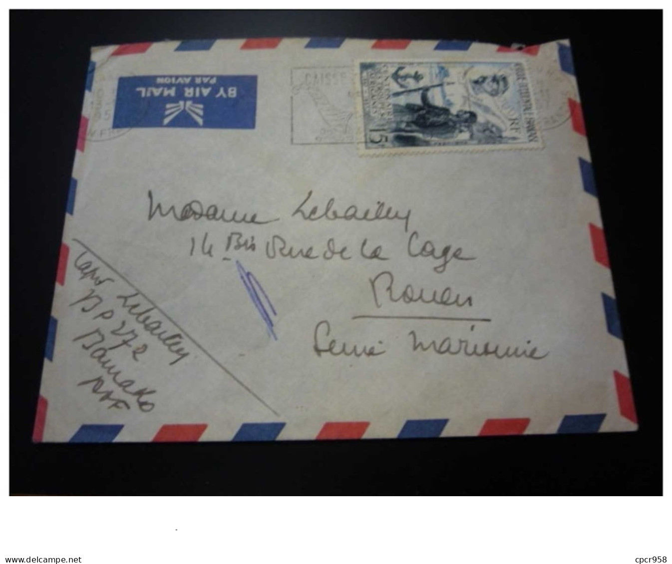 TIMBRE.n°29535.A O F.DAGUIN.1957 POUR ROUEN.BY AIR MAIL - Briefe U. Dokumente