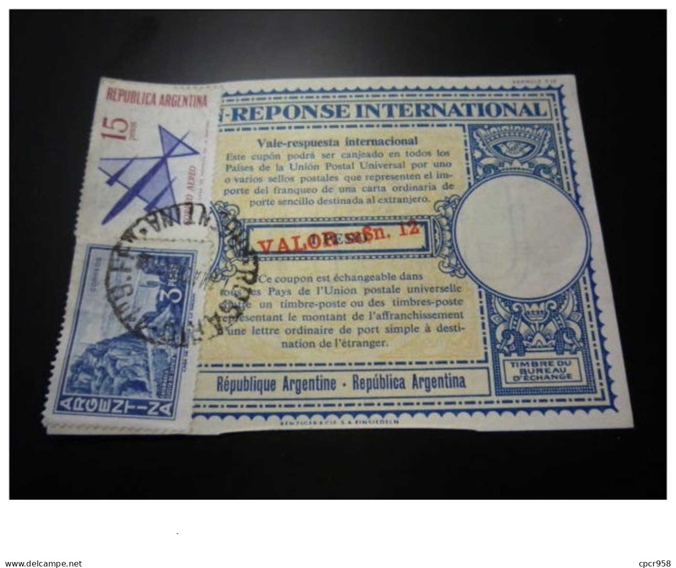 TIMBRE.n°29482.ARGENTINE.REPONSE INTERNATONAL - Postal Stationery