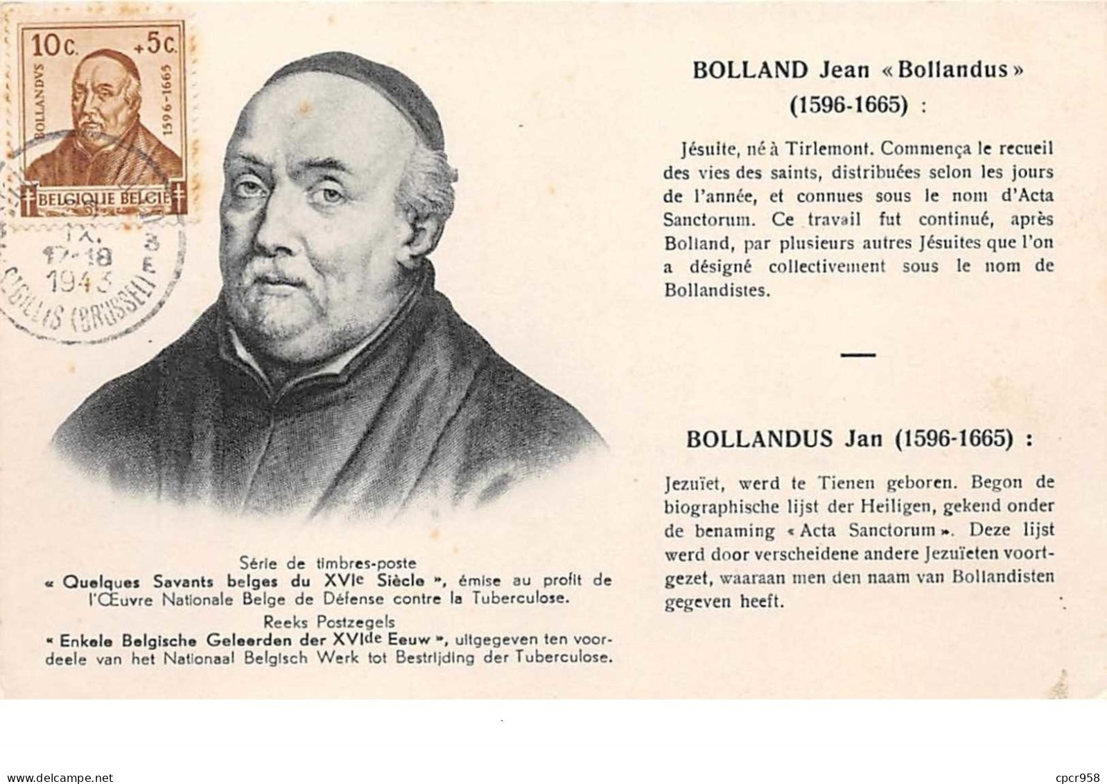 Belgique . N°51031 . Bolland Jean . 1943 . Carte Maximum - 1934-1951