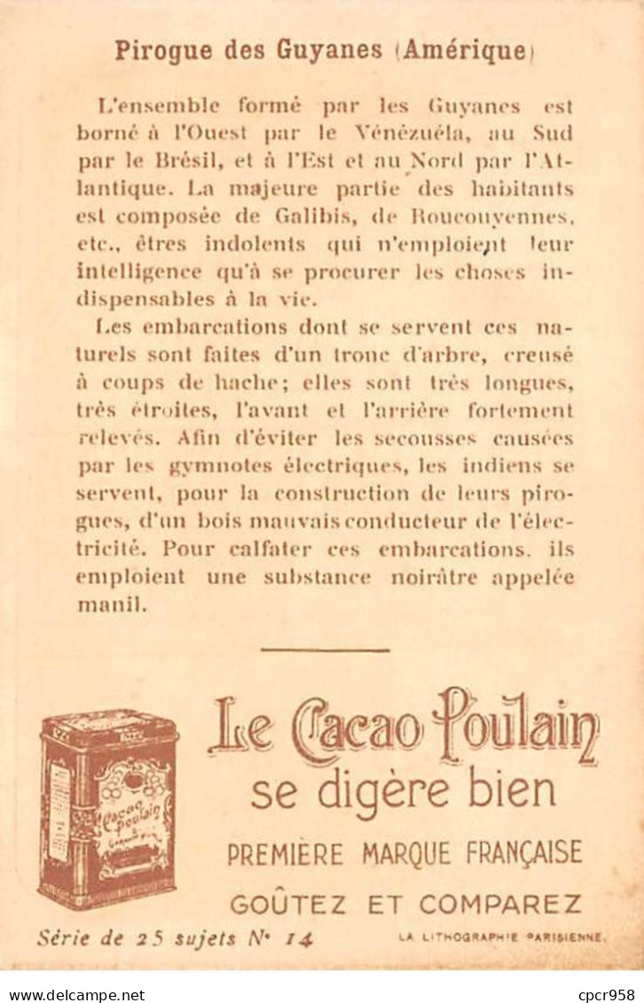 CHROMOS.AM23170.7x10 Cm Env.Chocolat Poulain.Embarcations Primitives.Pirogue Des Guyanes (Amérique) - Poulain