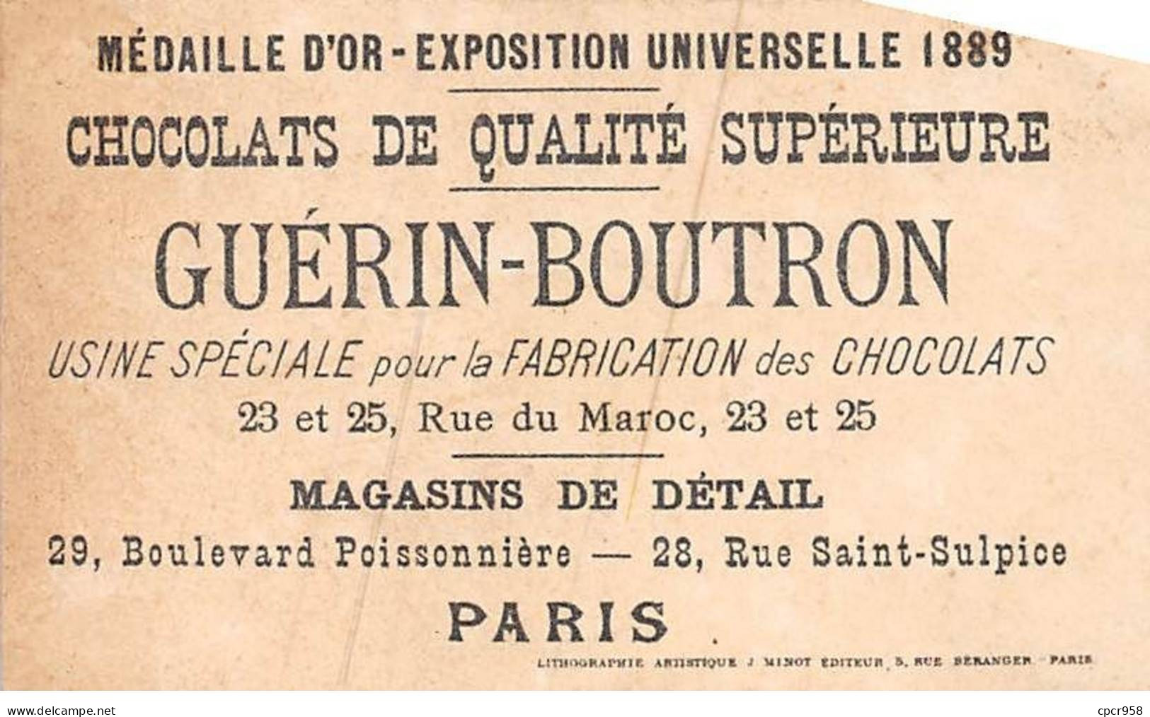 CHROMOS.AM23113.7x10 Cm Env.Chocolat Guérin-Boutron.Patron - Guerin Boutron