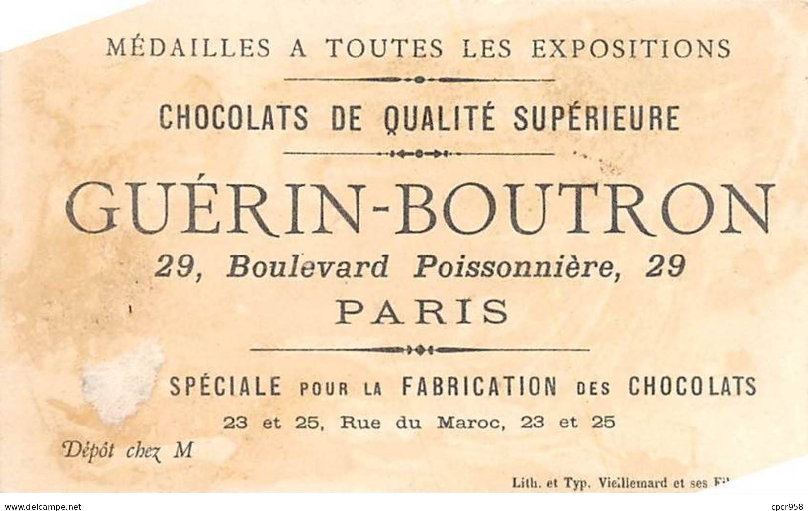 CHROMOS.AM23046.7x10 Cm Env.Chocolat Guérin-Boutron.Pierrot Graveur - Guerin Boutron