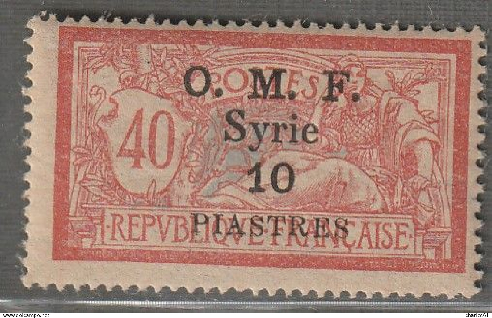 SYRIE - N°40 ** (1920) 10pi Sur 40c Rouge Et Bleu - Neufs