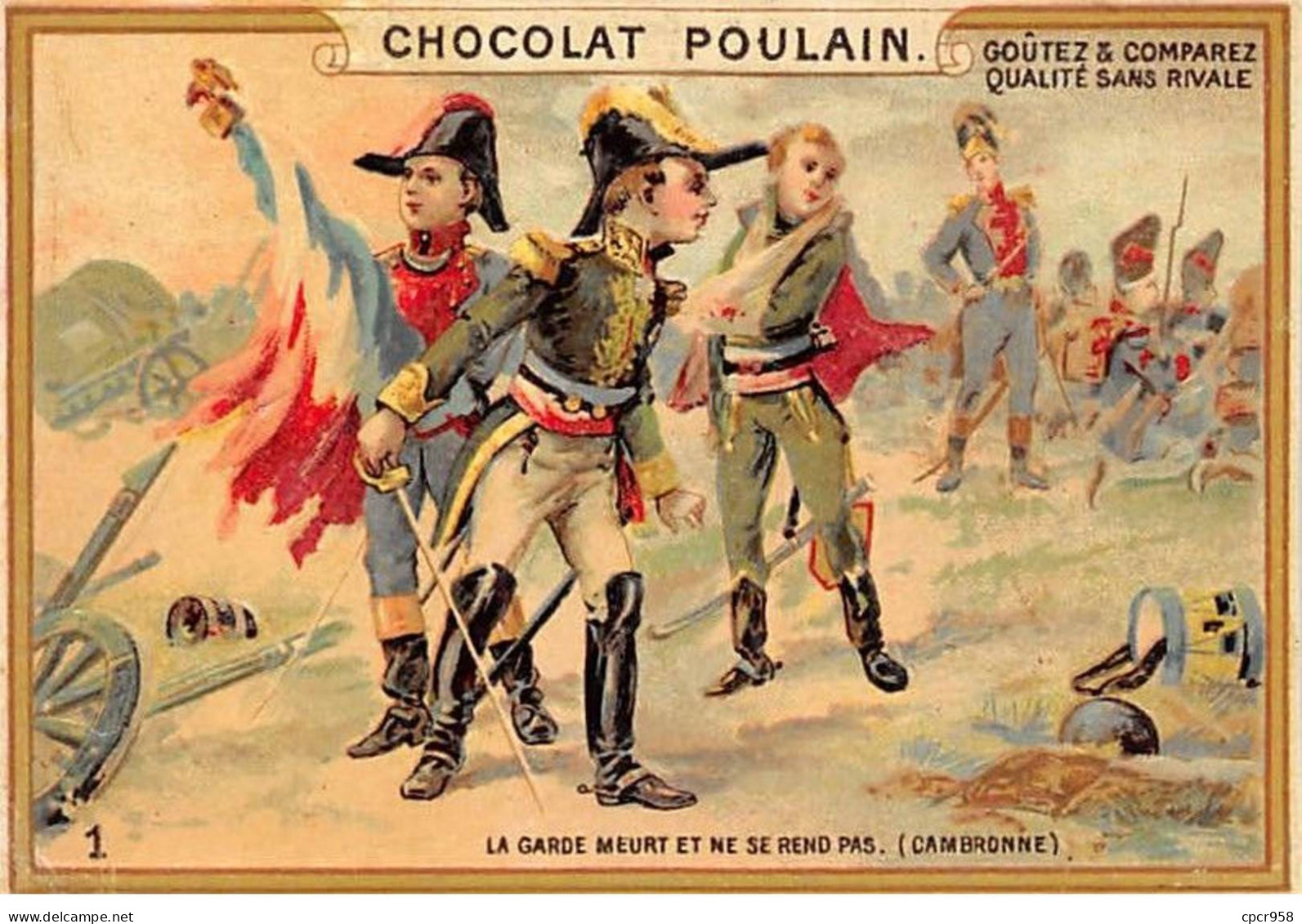 Chromos - COR14706 - Chocolat Poulain - Hommes - Soldats - Drapeau - 10x7 Cm Environ - En L'état - Poulain