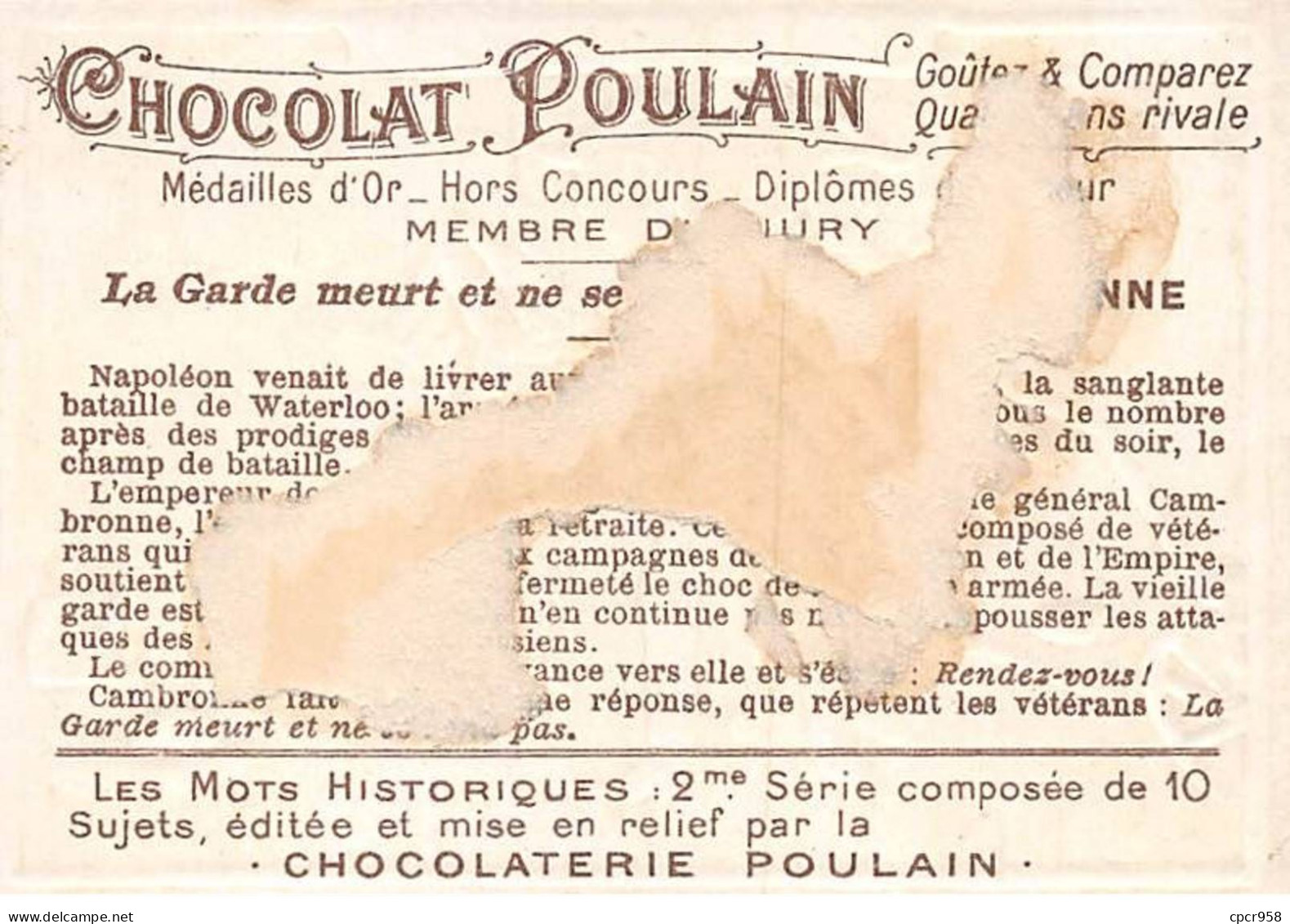 Chromos - COR14706 - Chocolat Poulain - Hommes - Soldats - Drapeau - 10x7 Cm Environ - En L'état - Poulain