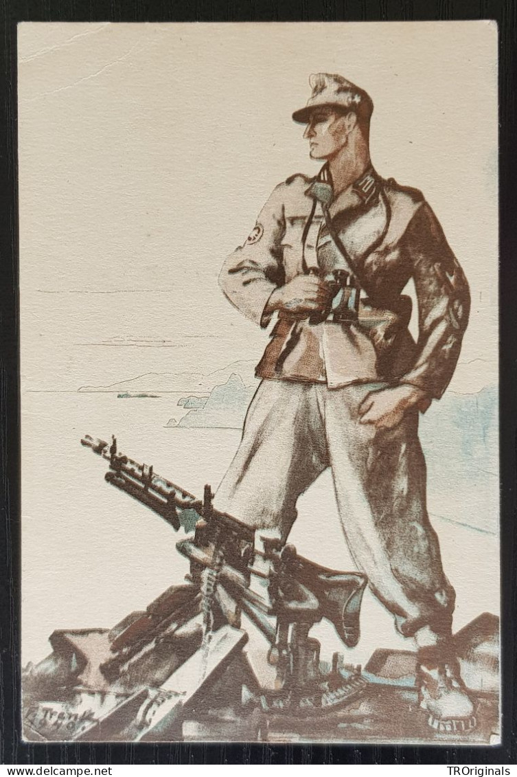 GERMANY THIRD 3rd REICH ORIGINAL PROPAGANDA CARD WEHRMACHT HEAVY MACHINE GUN FELDPOST 1943 - Guerre 1939-45