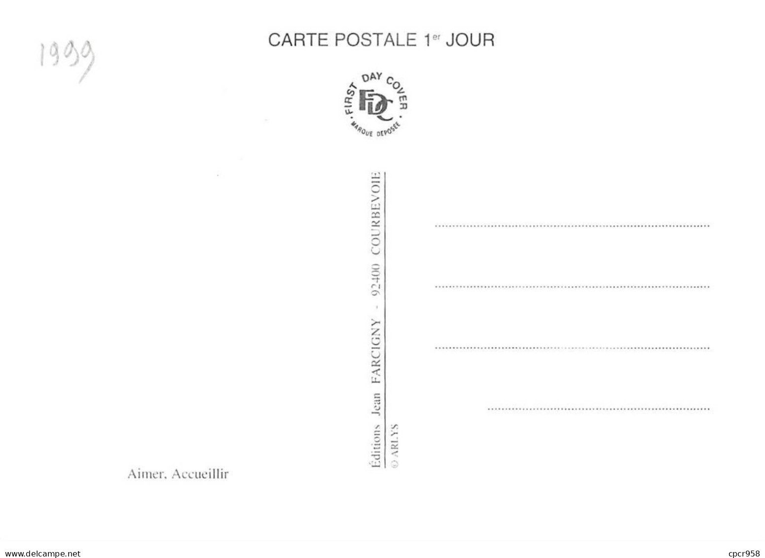 Carte Maximum - FRANCE - COR12866 - 19/06/1999 - Aimer, Accueillir - Femme à La Fenêtre Et Homme - Cachet Paris - 1990-1999