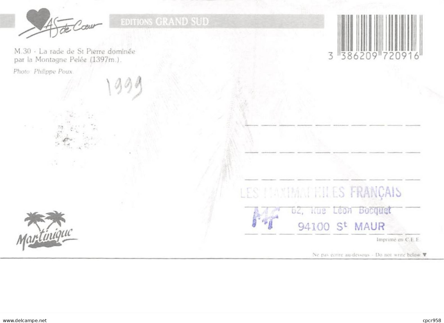 Carte Maximum - FRANCE - COR12861 - 15/05/1999 - Saint Pierre - Cachet Saint Pierre - 1990-1999