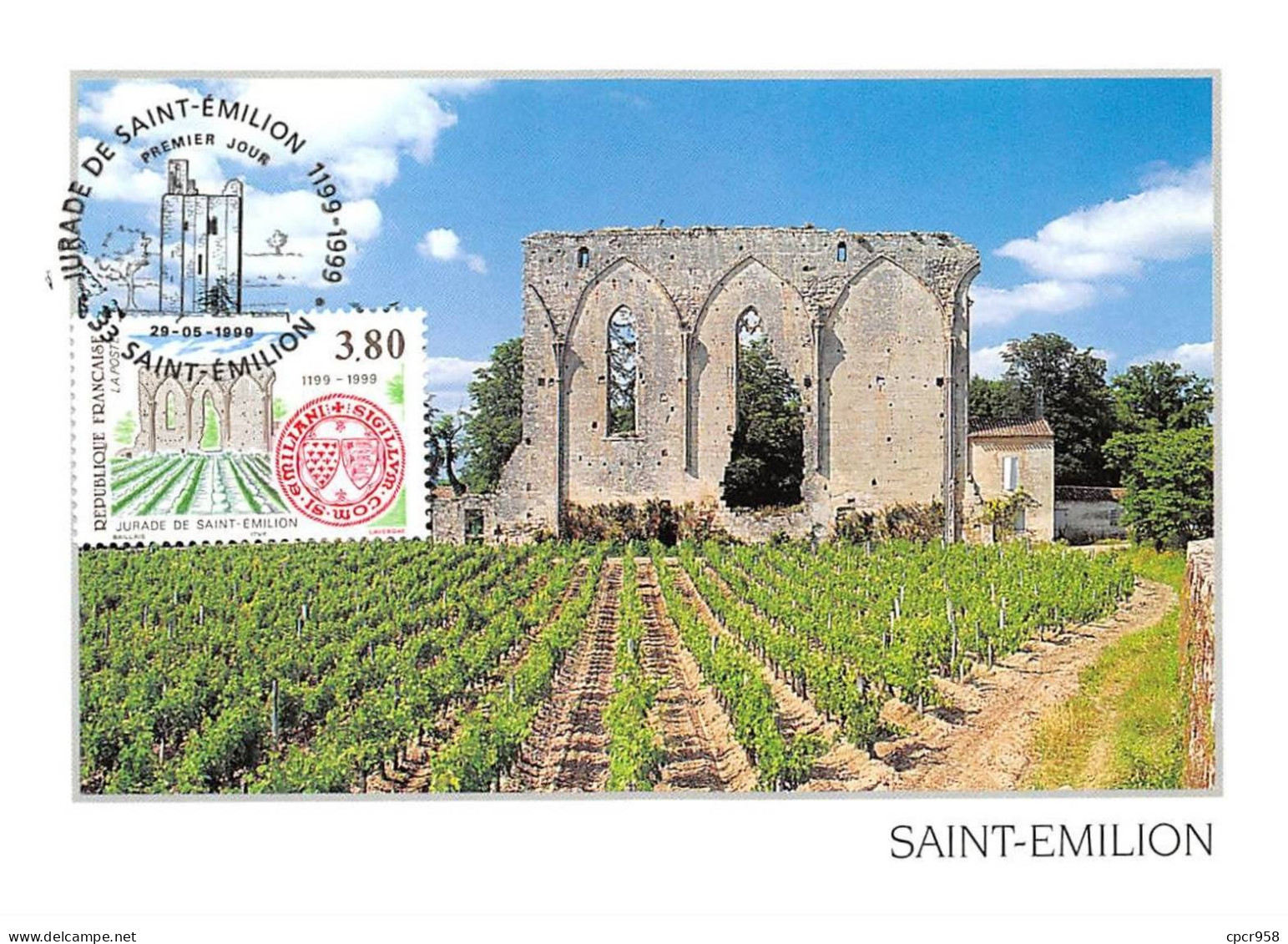 Carte Maximum - FRANCE - COR12867 - 29/05/1999 - Saint-Emilion - Cachet Saint-Emilion - 1990-1999