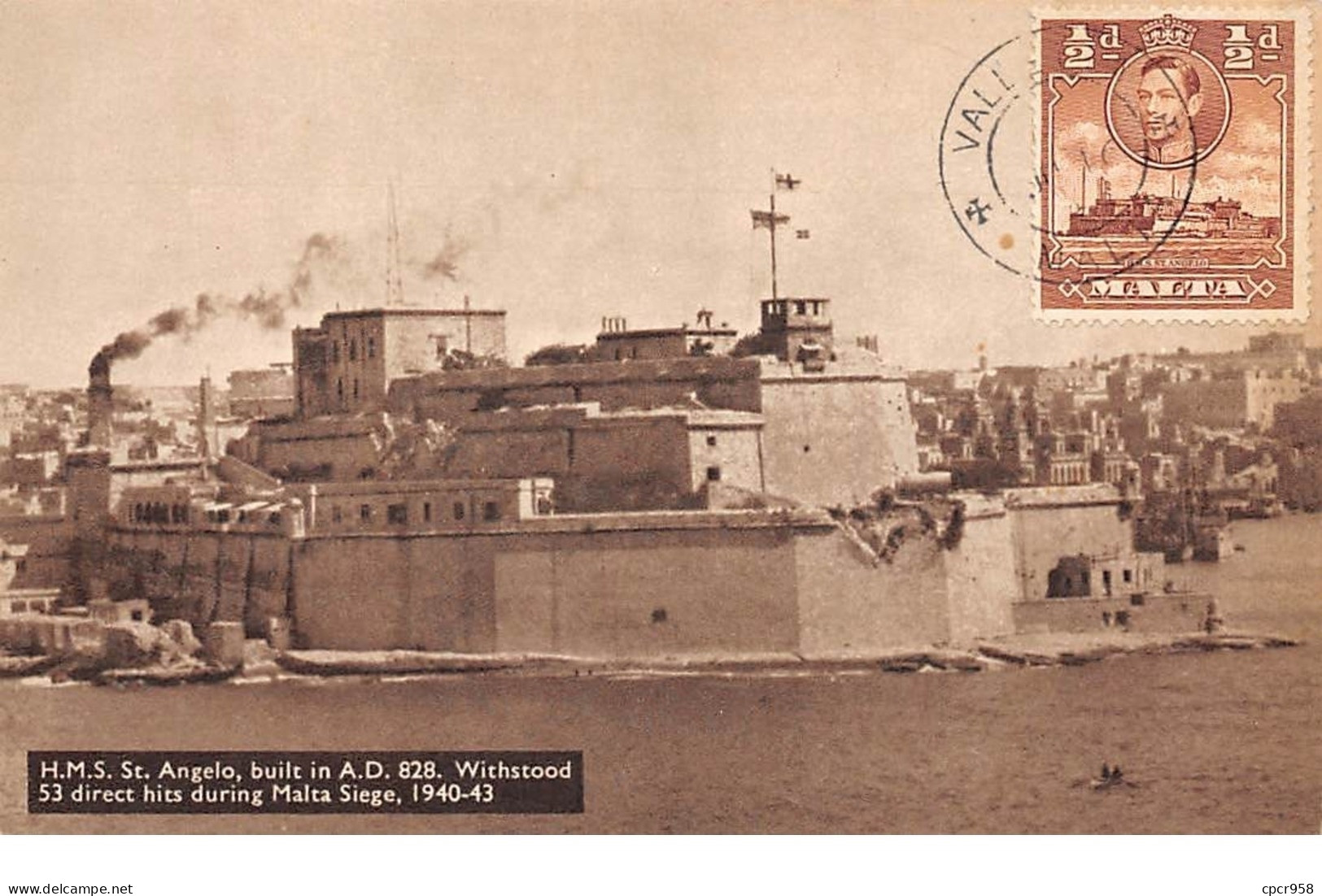 MALTE .CARTE MAXIMUM. N°207776. 1948. Cachet VALL? . 53 Direct Hits During Malta Siege - Malta