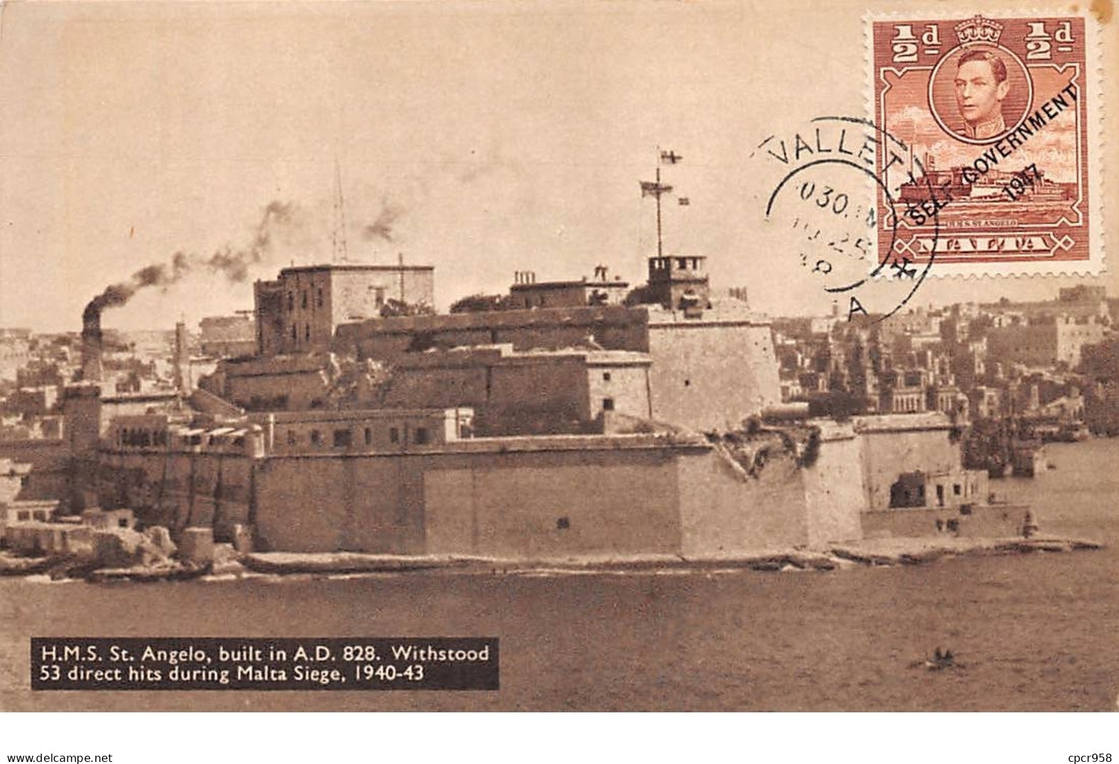 MALTE .CARTE MAXIMUM. N°207777. 1948. Cachet VALL? . 53 Direct Hits During Malta Siege - Malta