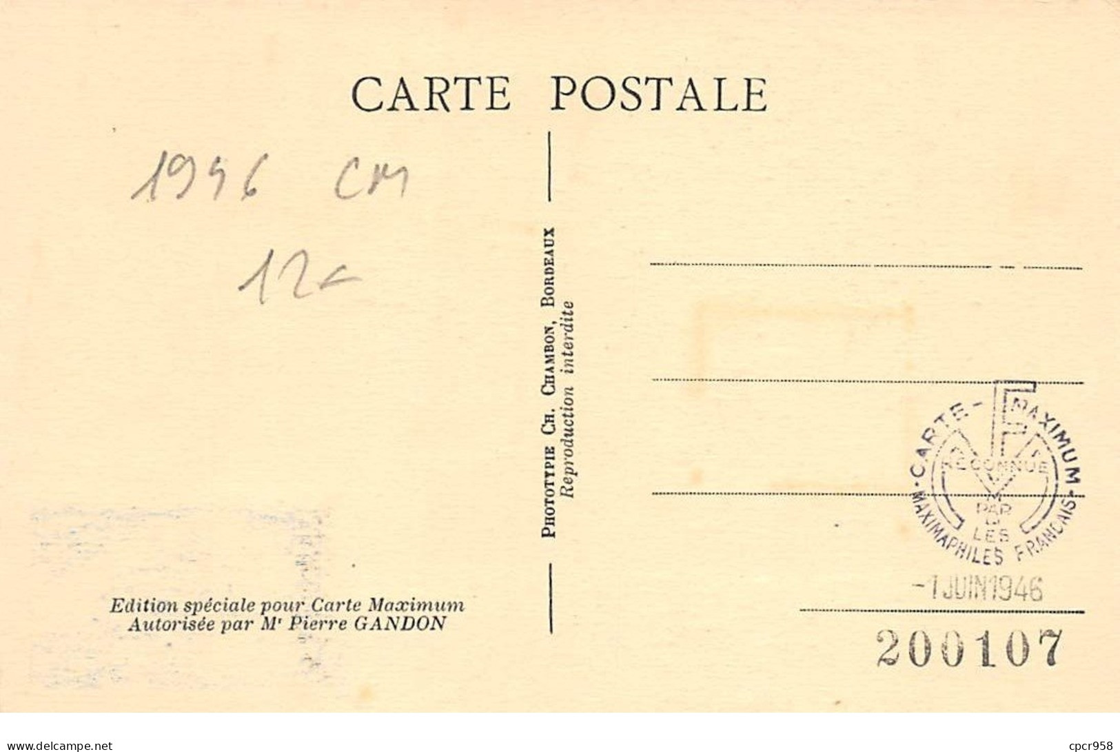 1946 . Carte Maximum . N°105572 .monaco.enfance Heureuse .cachet Monaco . - Cartes-Maximum (CM)