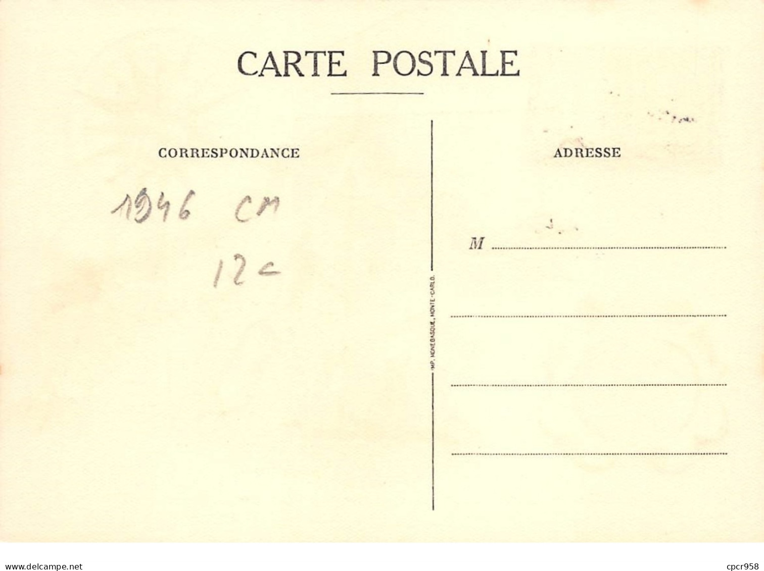 1946 . Carte Maximum . N°105599 .monaco.journee Du Timbre 1946 .cachet Monaco . - Cartes-Maximum (CM)