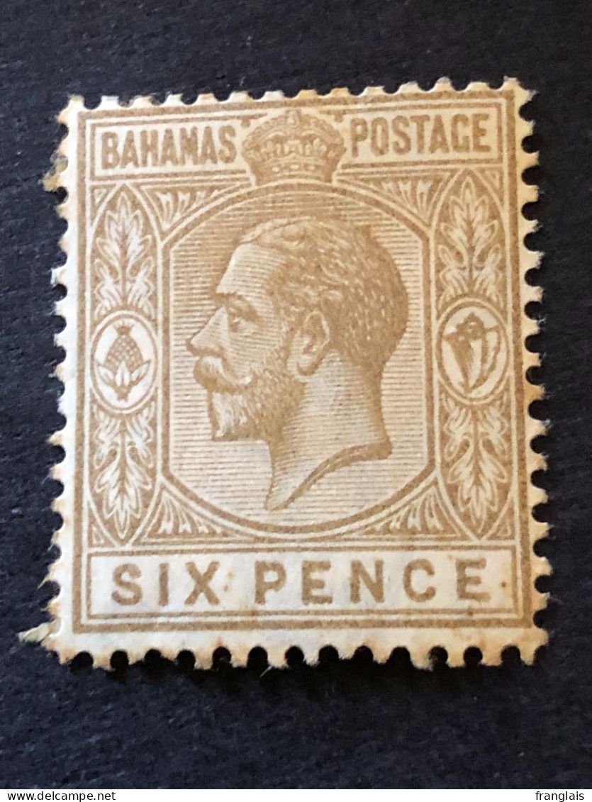 BAHAMAS  SG 86  6d Bistre Brown MH* Light Toning - 1859-1963 Kronenkolonie