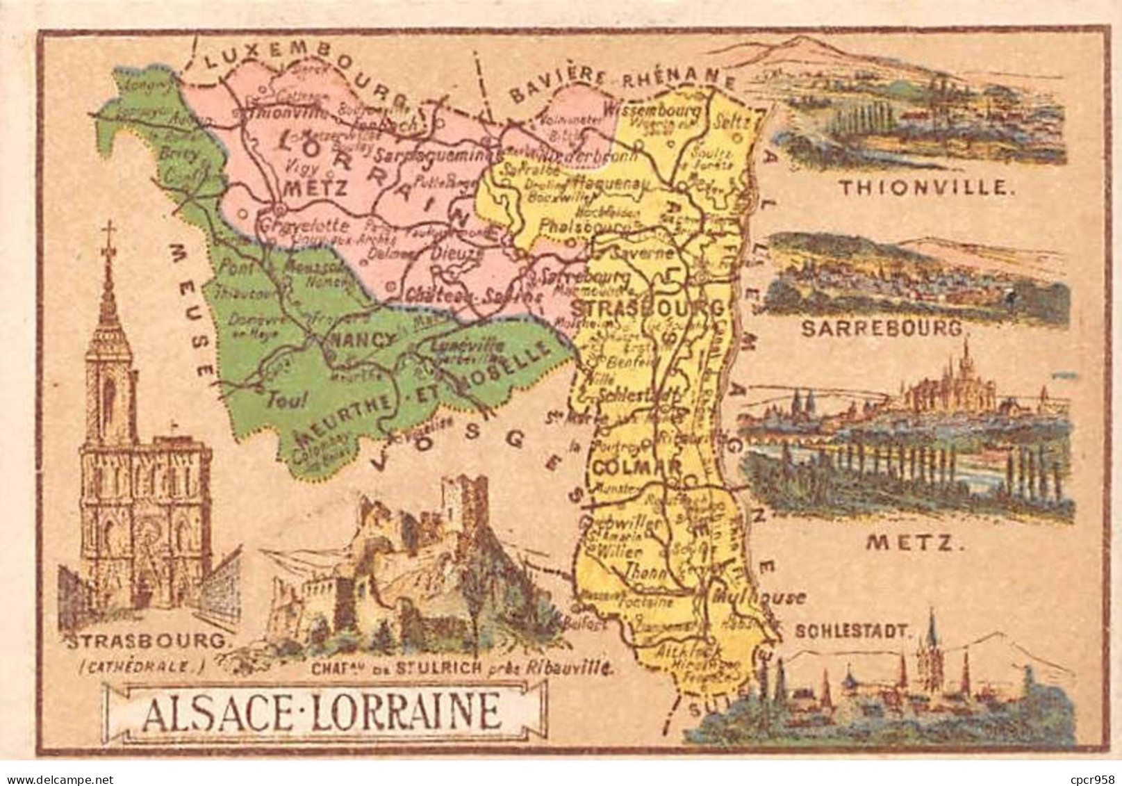 CHROMOS.AM23485.7x11 Cm Env.Chicorée A La Cantinière Française.G Black.Carte Région.Alsace-Lorraine - Tee & Kaffee