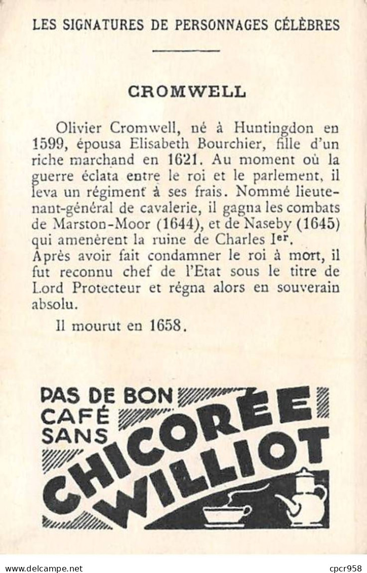 CHROMOS.AM23281.7x10 Cm Env.Chicorée Williot.Olivier Cromwell.ouvrant Le Cerceuil De Charles I - Thé & Café