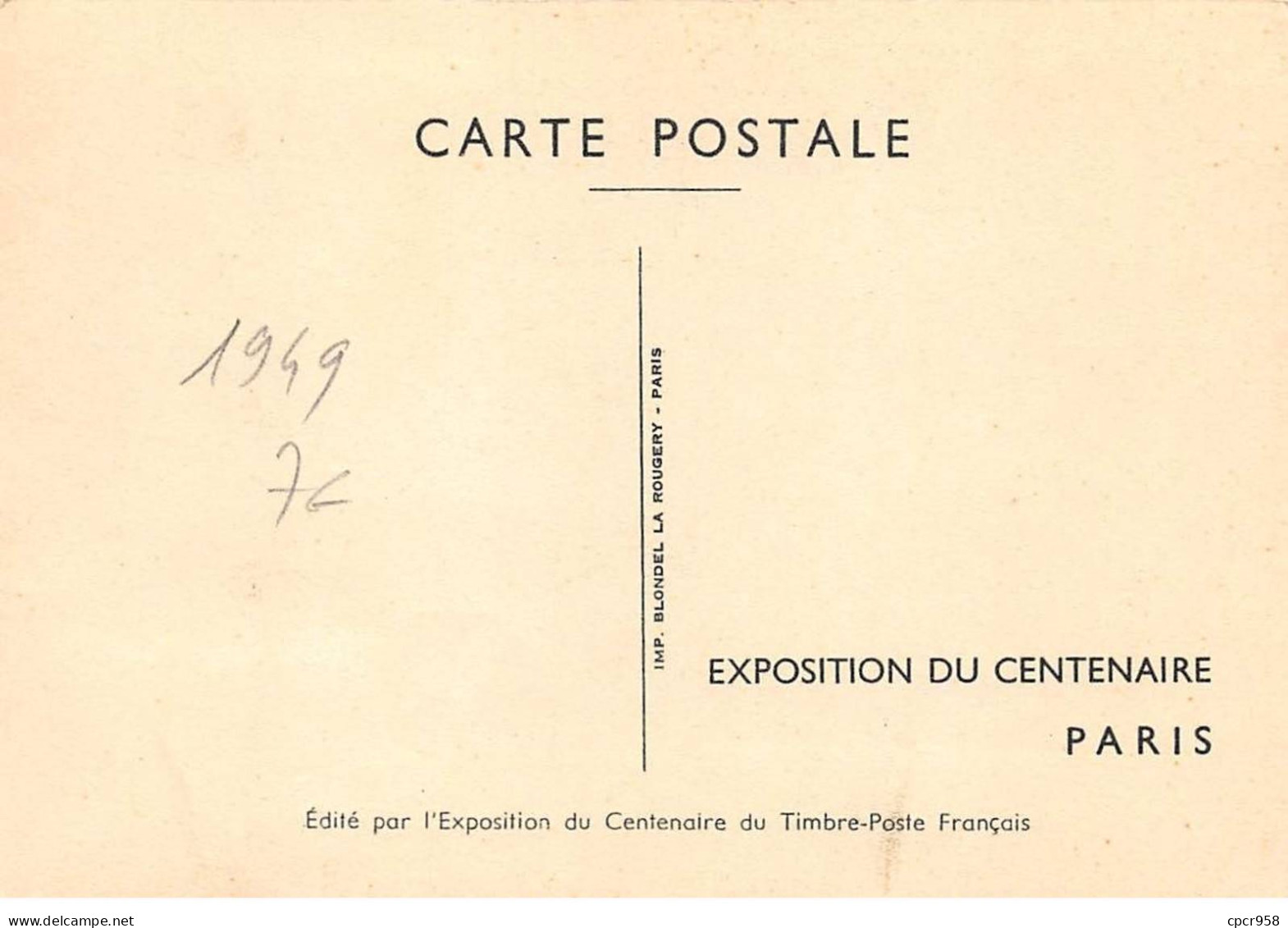 FRANCE.Carte Maximum.AM13746.01/06/1949.Cachet Paris.Centenaire Du Timbre Poste Français - 1940-1949