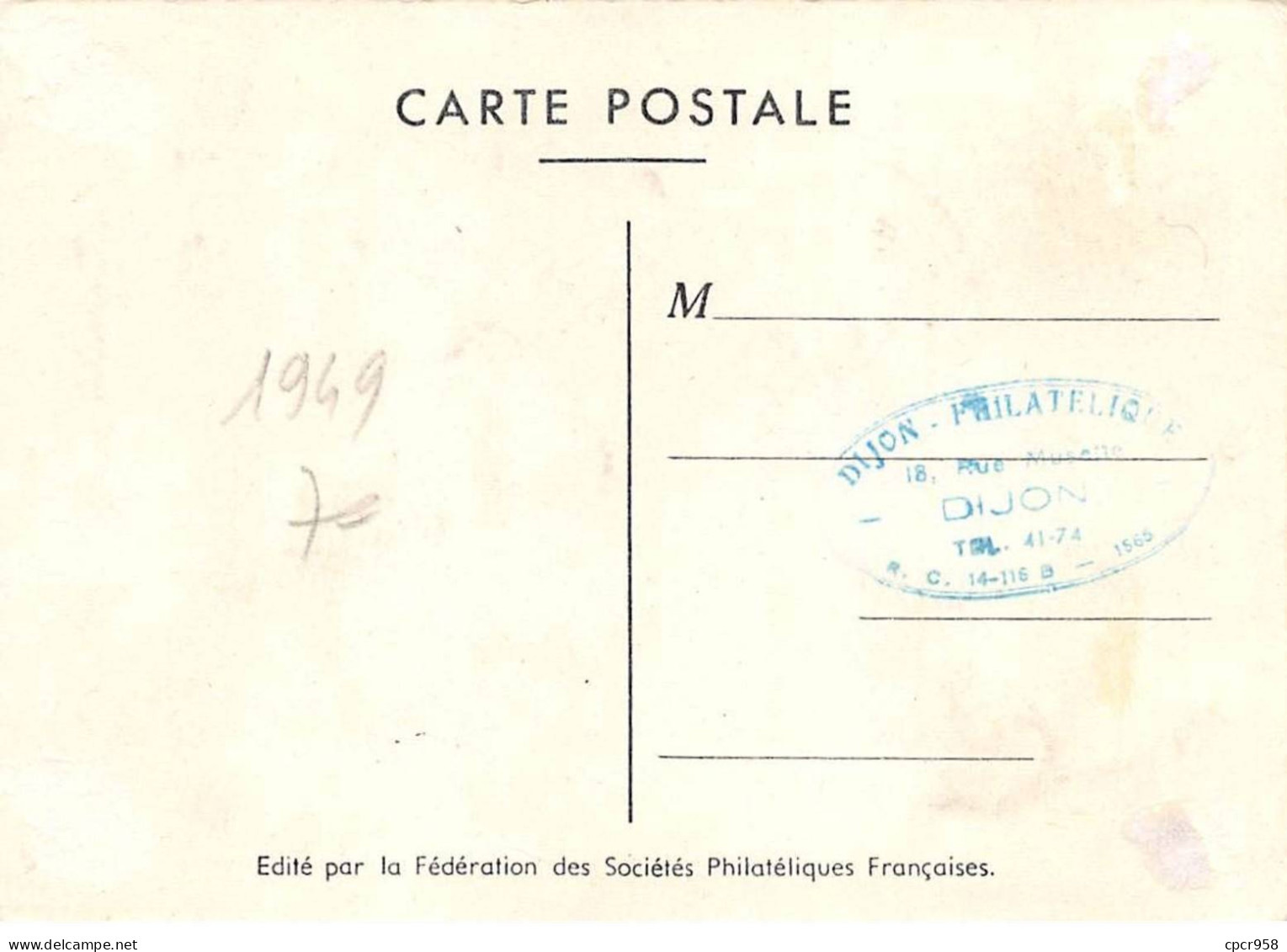 FRANCE.Carte Maximum.AM13751.26/03/1949.Cachet Dijon.Journée Nationale Du Timbre 1949.Choiseul - 1940-1949