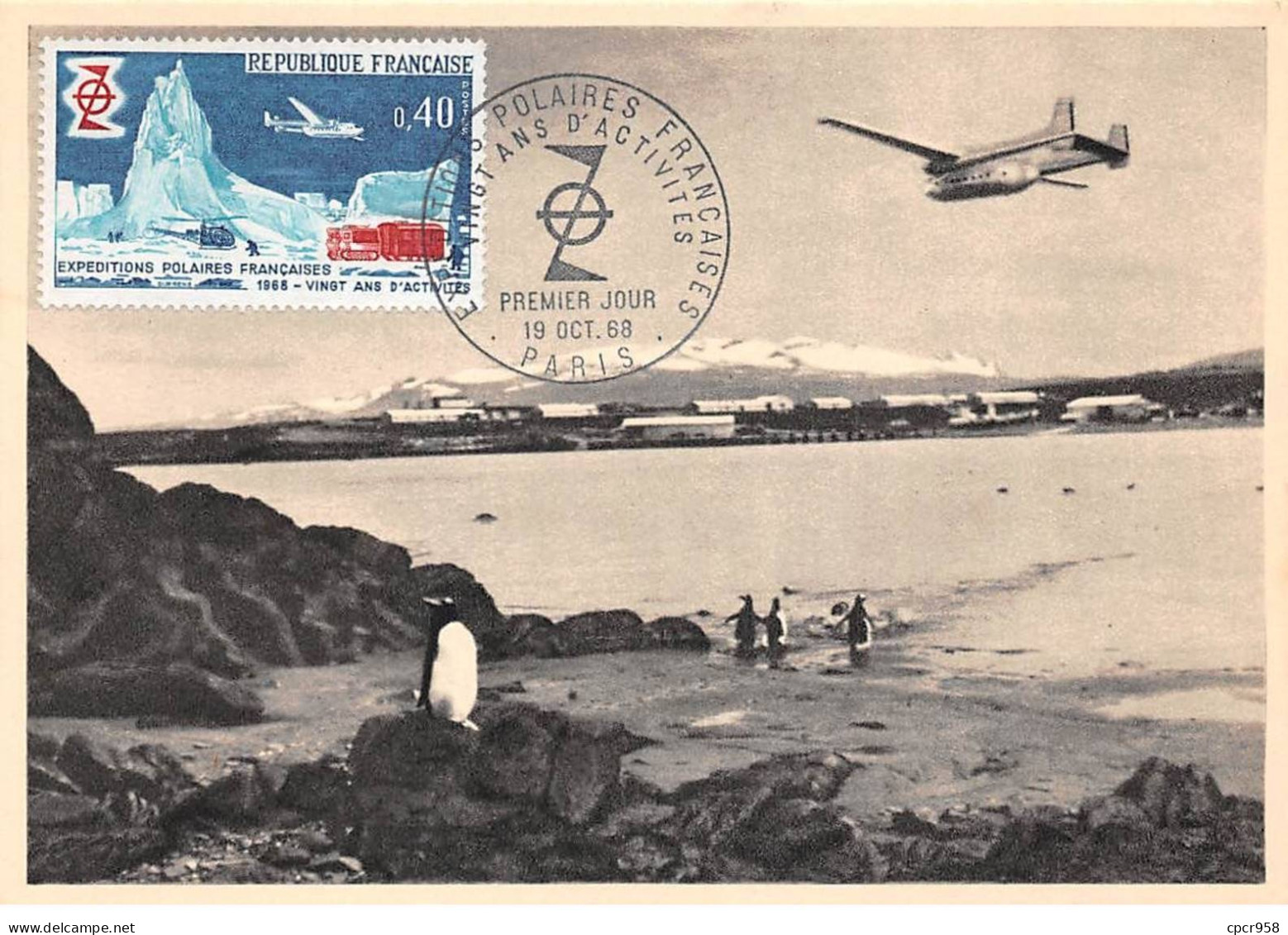 FRANCE.Carte Maximum.AM13950.19/10/1968.Cachet Paris.Expéditions Polaires Françaises.Iles Kerguelen - 1960-1969