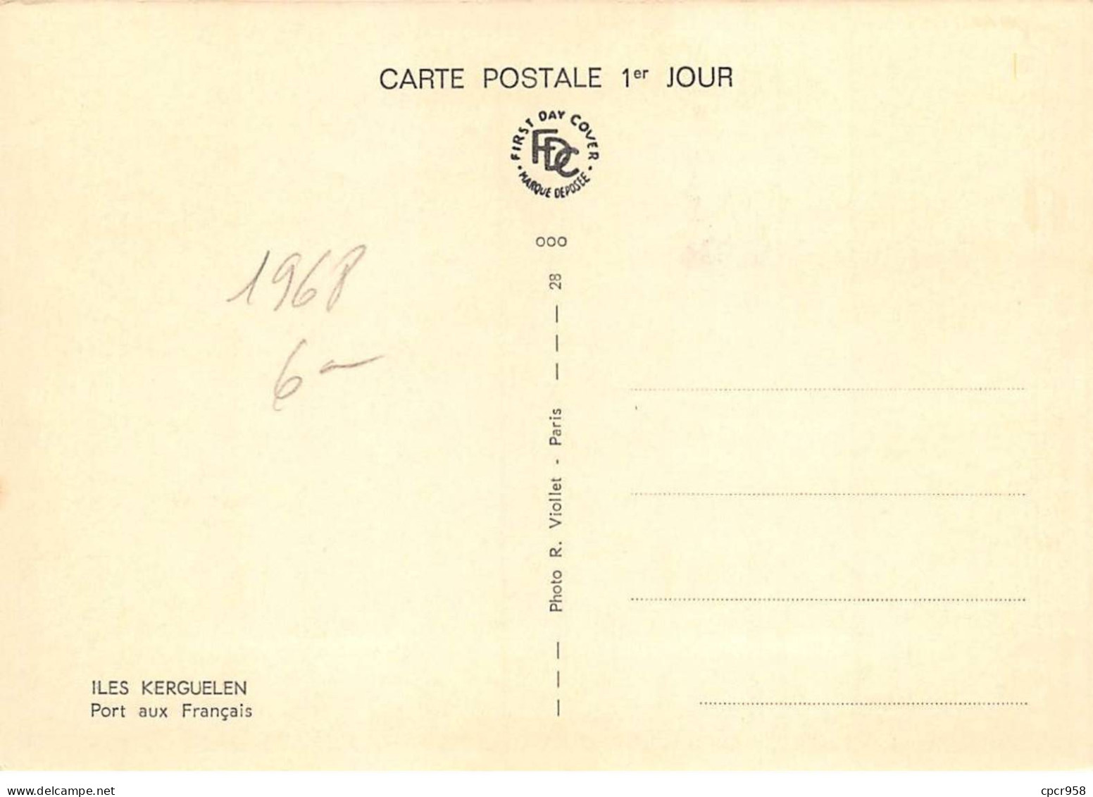 FRANCE.Carte Maximum.AM13950.19/10/1968.Cachet Paris.Expéditions Polaires Françaises.Iles Kerguelen - 1960-1969