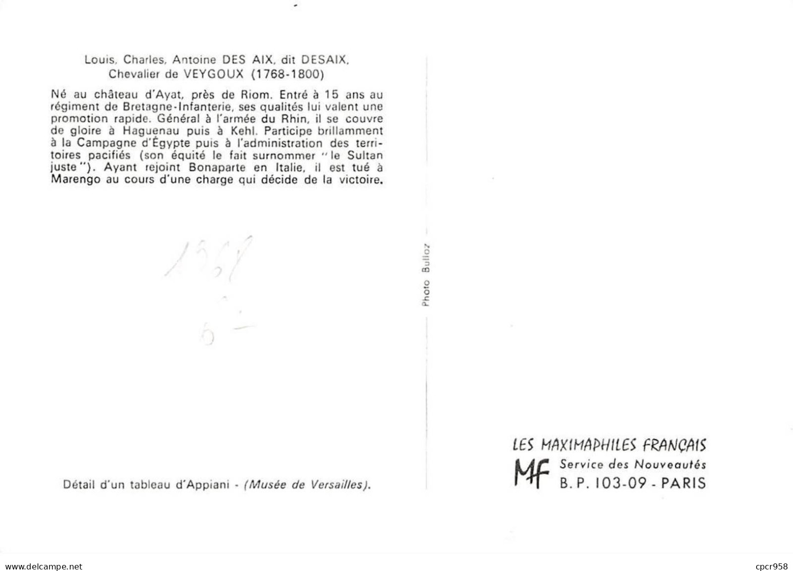 FRANCE.Carte Maximum.AM13947.23/03/1968.Cachet Ayat-sur-Sioule.Général Desaix (1768-1800) - 1960-1969