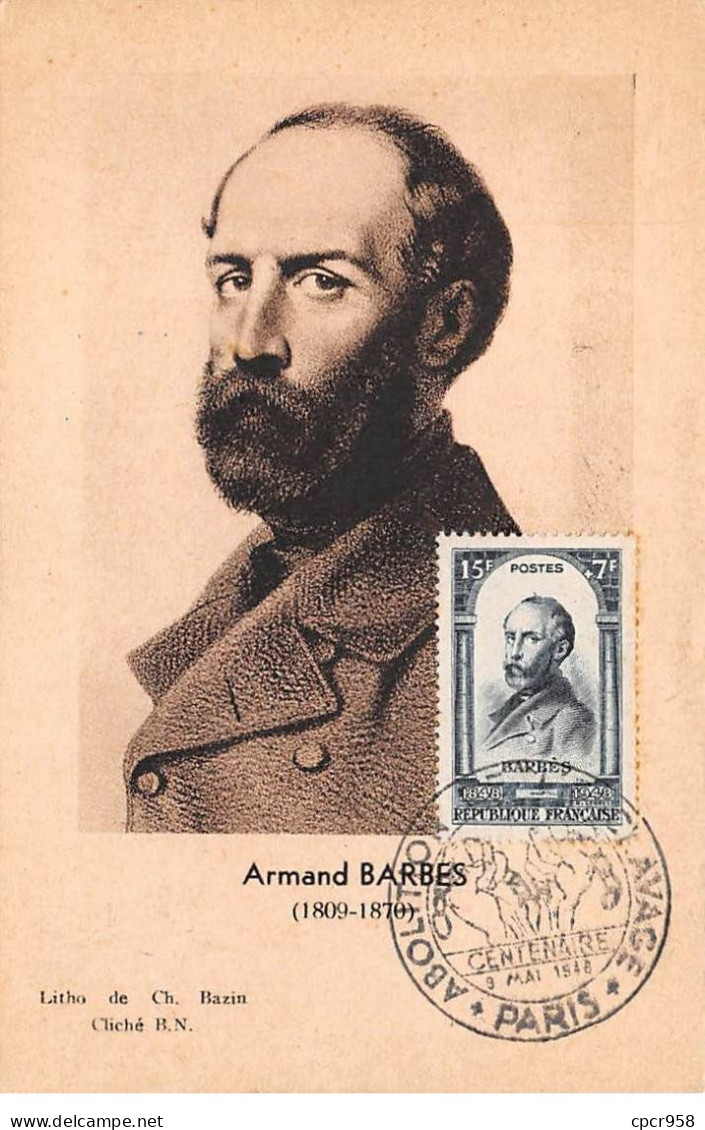 FRANCE.Carte Maximum.AM13741.09/05/1948.Cachet Paris.Armand Barbes (1809-1870) - 1940-1949