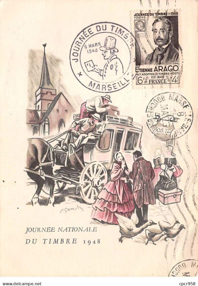 FRANCE.Carte Maximum.AM13733.06/03/1948.Cachet Marseille.Journée Nationale Du Timbre 1948 - 1940-1949