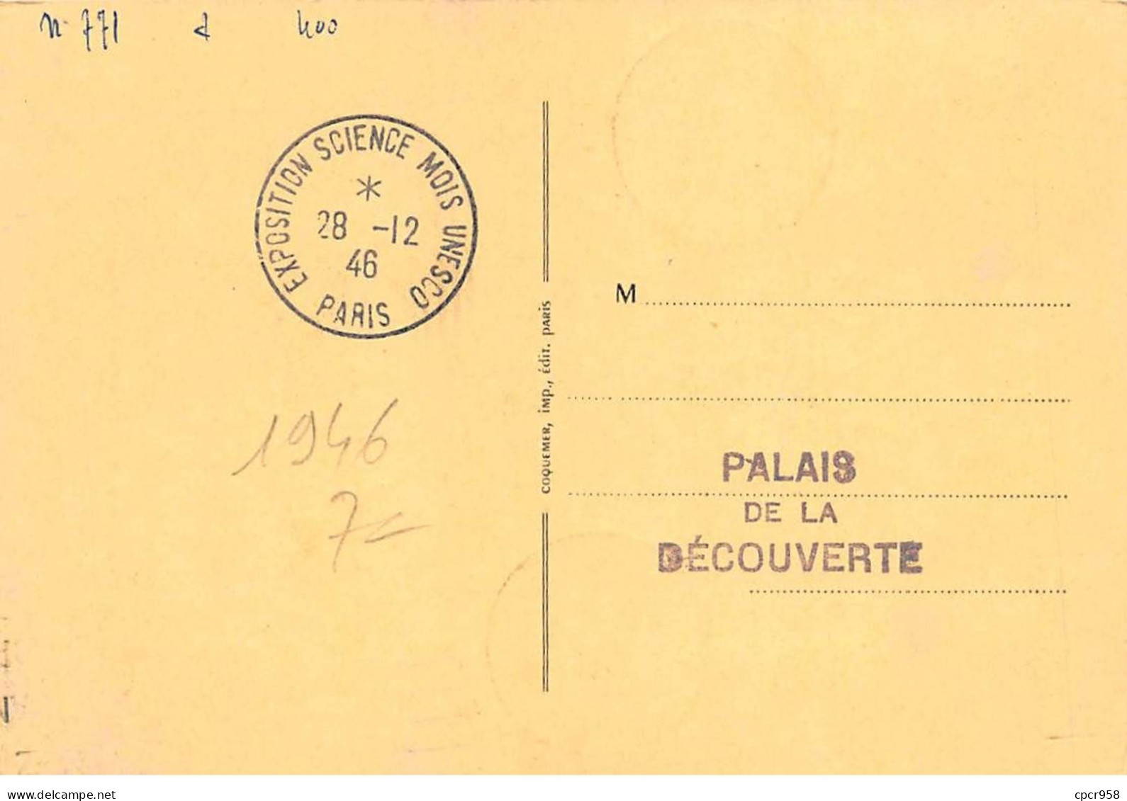 FRANCE.Carte Maximum.AM13725.28/12/1946.Cachet Paris.Fontaine De L'observatoire.Les Quatre Parties Du Monde.Carpaux - 1940-1949