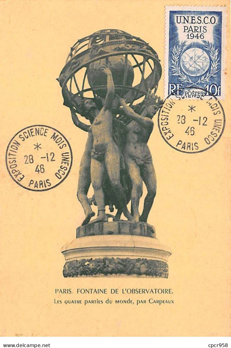 FRANCE.Carte Maximum.AM13723.24/11/1946.Cachet Paris.Musée Du Louvre.J-B Carpeaux.Les Quatre Parties Du Monde... - 1940-1949