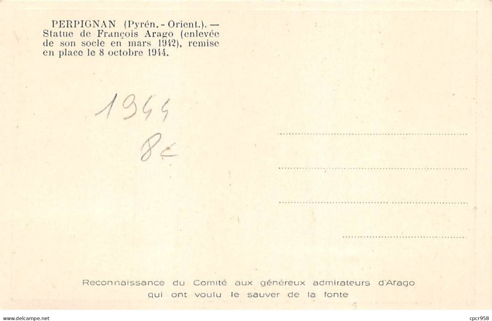 FRANCE.Carte Maximum.AM13710.08/10/1944.Cachet Perpignan.Statut De François Arago - 1940-1949