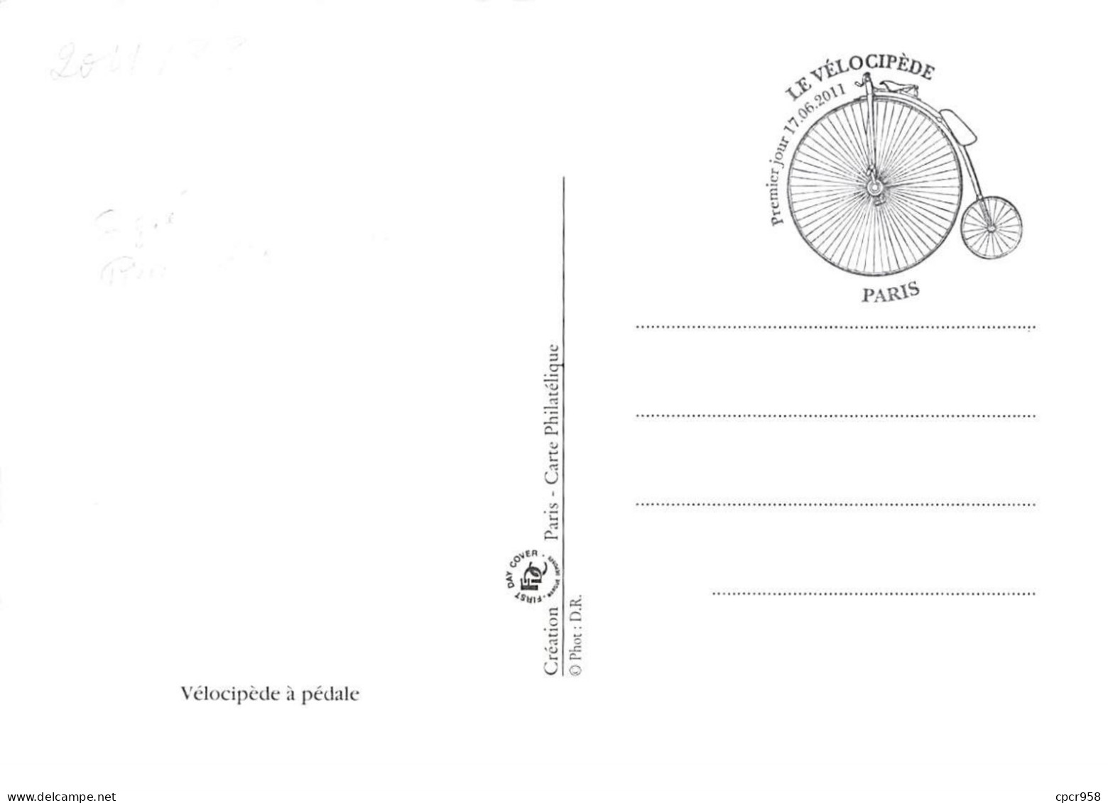 FRANCE.Carte Maximum.AM12034.17/06/2011.Cachet Paris.Le Vélocipède.Vélocipède à Pédale.Signé - 2010-2019