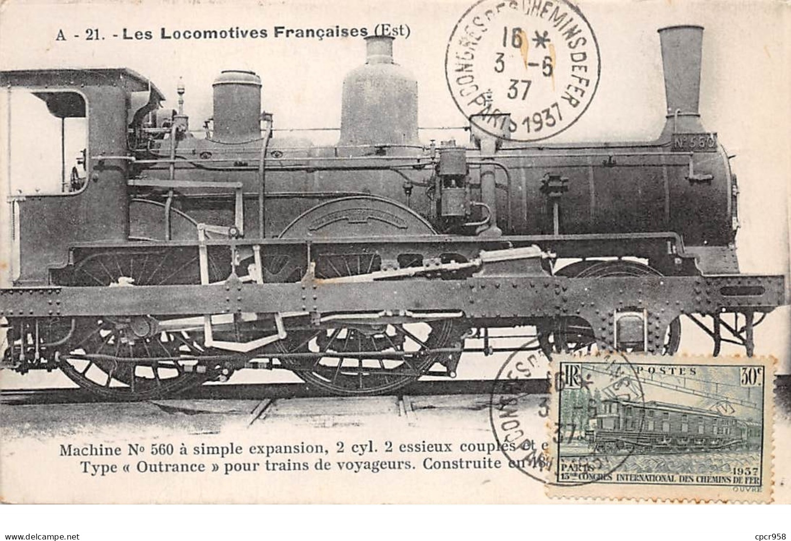FRANCE .CARTE MAXIMUM. N°207855. 1937. Cachet PARIS. Chemin De Fer. Les Locomotives - 1930-1939