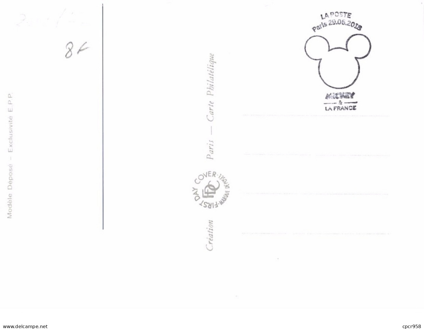 FRANCE.CARTE MAXIMUM. N°207490. 29/06/2018. Cachet Paris. Mickey - 2010-2019