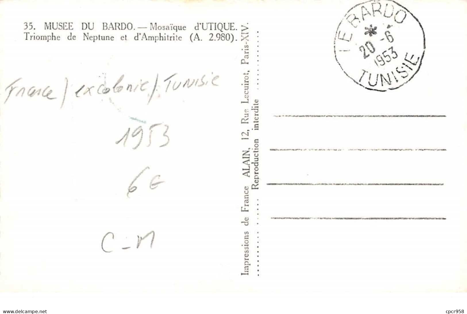 1953 .carte Maximum .france Ex Colonie .102798 .musee Du Bardo .cachet Le Bardo . - Usados