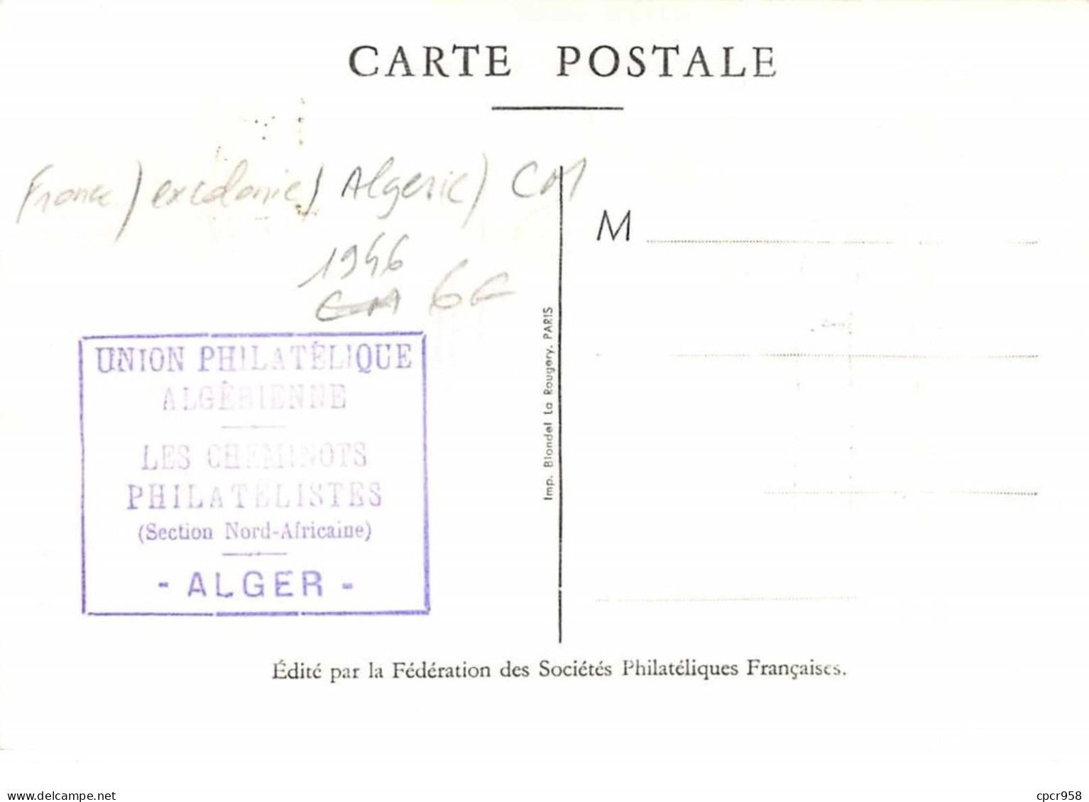 1946 .carte Maximum .france Ex Colonie .102792 .journee Du Timbre .fouquet De La Varane .cachet Alger . - Cartoline Maximum