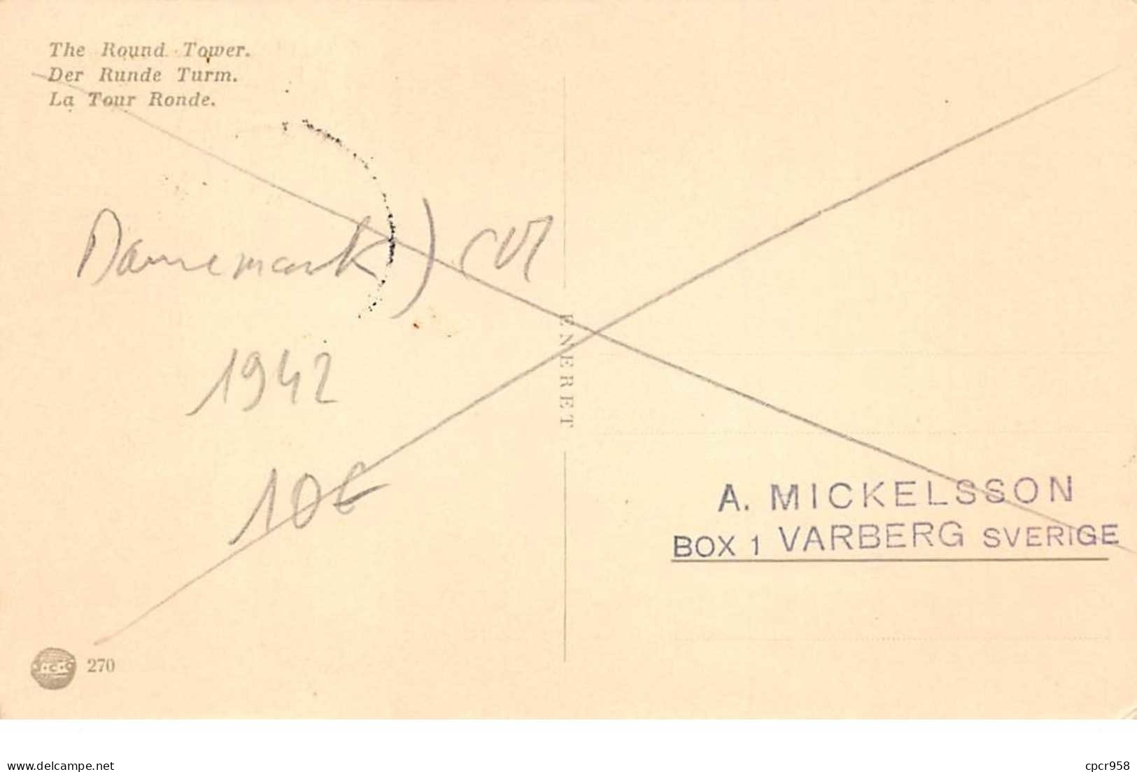 1942 .carte Maximum .danemark .102746 .runde Taarn .cachet Kobenhavn . - Cartes-maximum (CM)