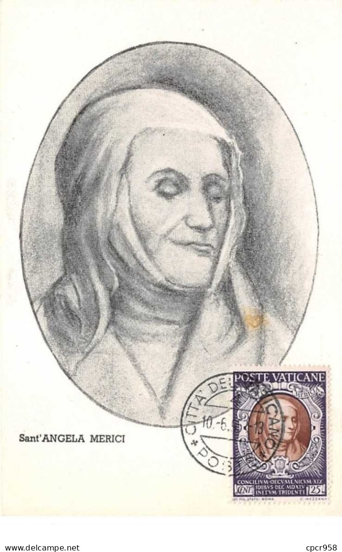1952 .carte Maximum .vatican .102828 .sant Angela Merici.cachet Vatican . - Cartes-Maximum (CM)
