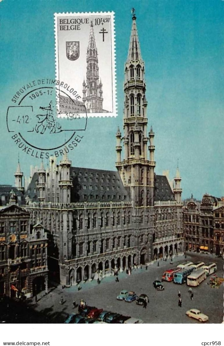 1965 .carte Maximum .belgique .102691 .hotel De Ville .royale De Timbrologie .cachet Bruxelles . - 1961-1970