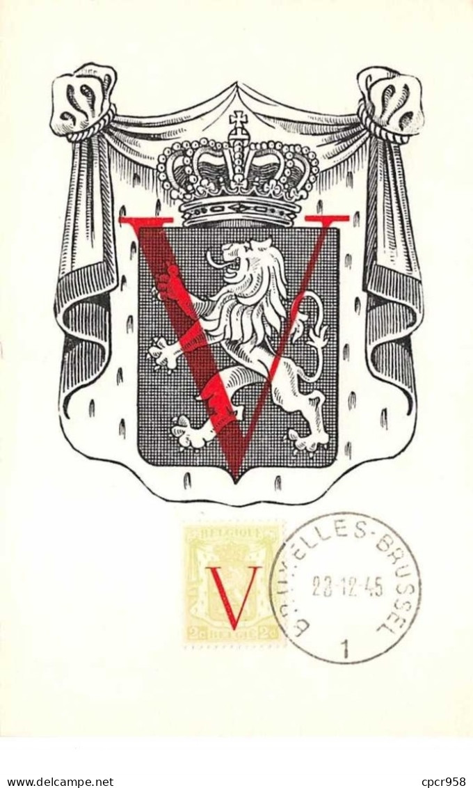 1945 .carte Maximum .belgique .102616 .armoirie .cachet Bruxelles . - 1934-1951