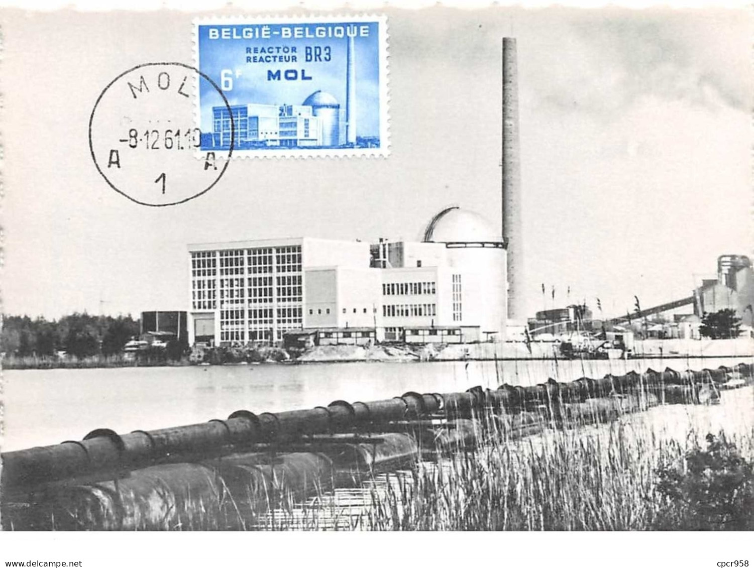 1961 .carte Maximum .belgique .102658 .energie Nucleaire Reacteur .cachet Mol . - 1961-1970