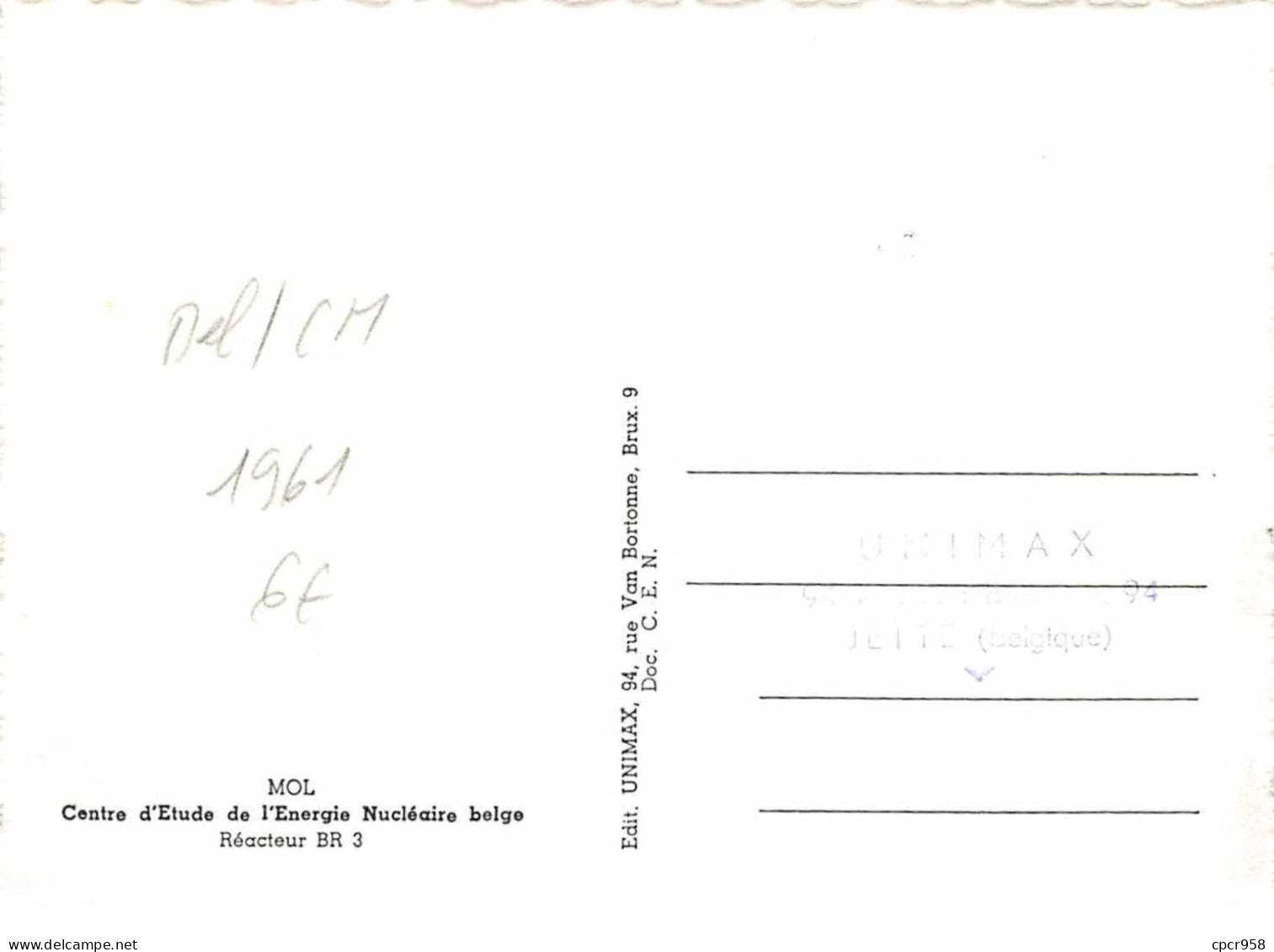 1961 .carte Maximum .belgique .102658 .energie Nucleaire Reacteur .cachet Mol . - 1961-1970