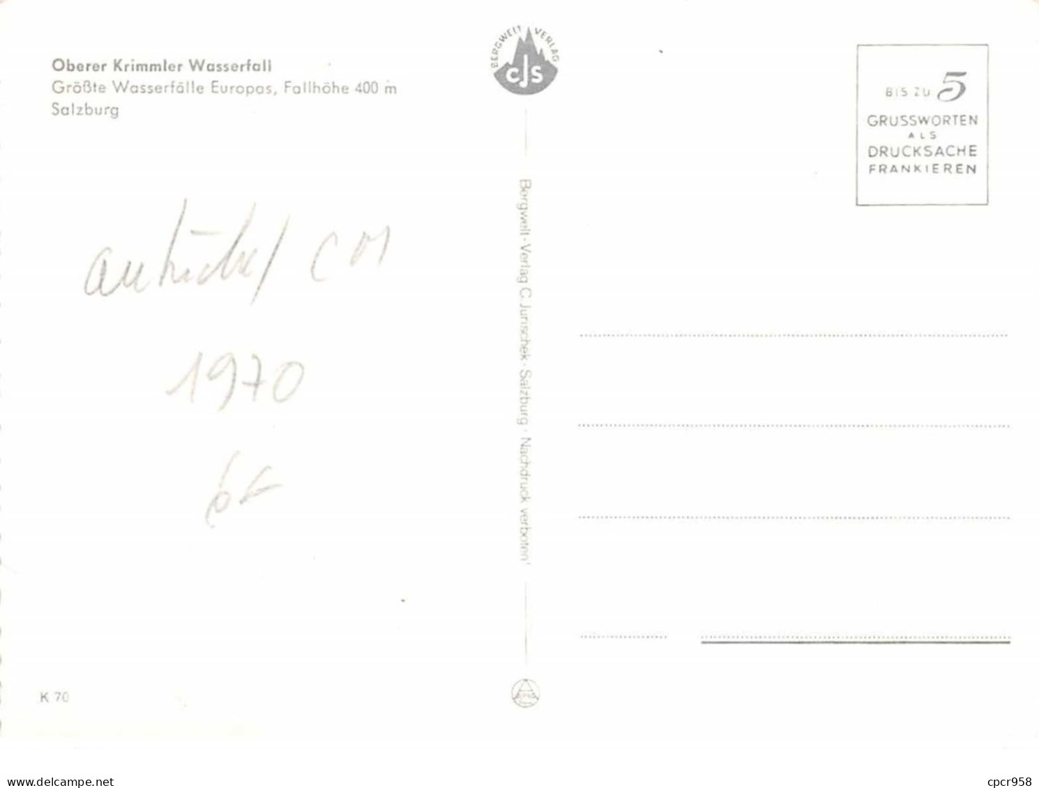 1970 .carte Maximum .autriche .102597 .europaisches Naturschutzjahr .cachet Krimml . - Maximumkarten (MC)