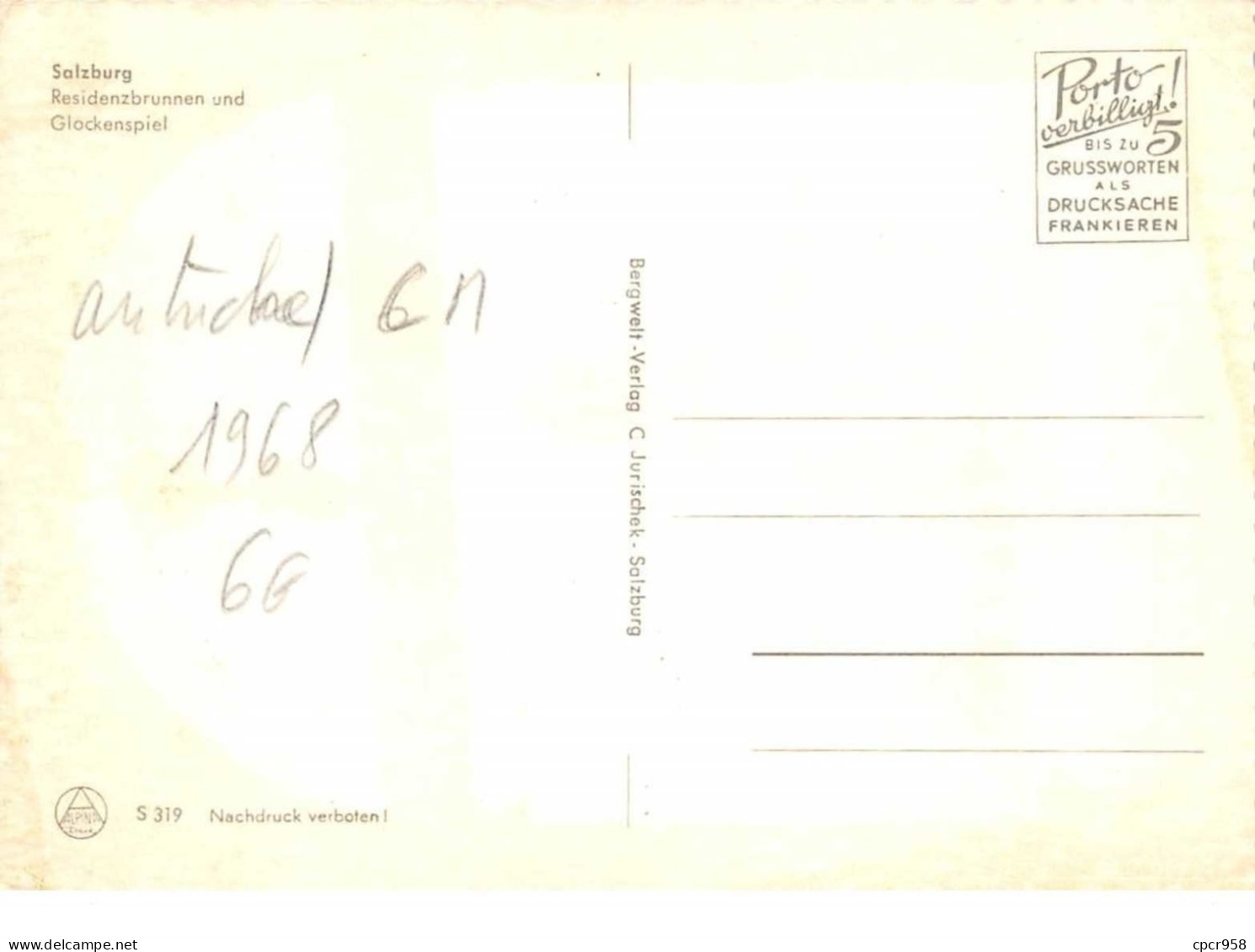 1968 .carte Maximum .autriche .102594 .residenzbrunnen Glockenspiel .cachet Salzburg . - Cartes-Maximum (CM)