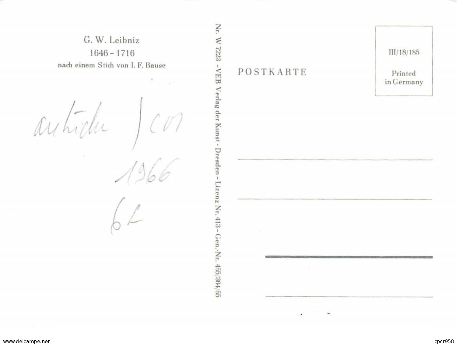 1966 .carte Maximum .autriche .102586 .g W Leibniz .cachet Hannover . - Cartes-Maximum (CM)