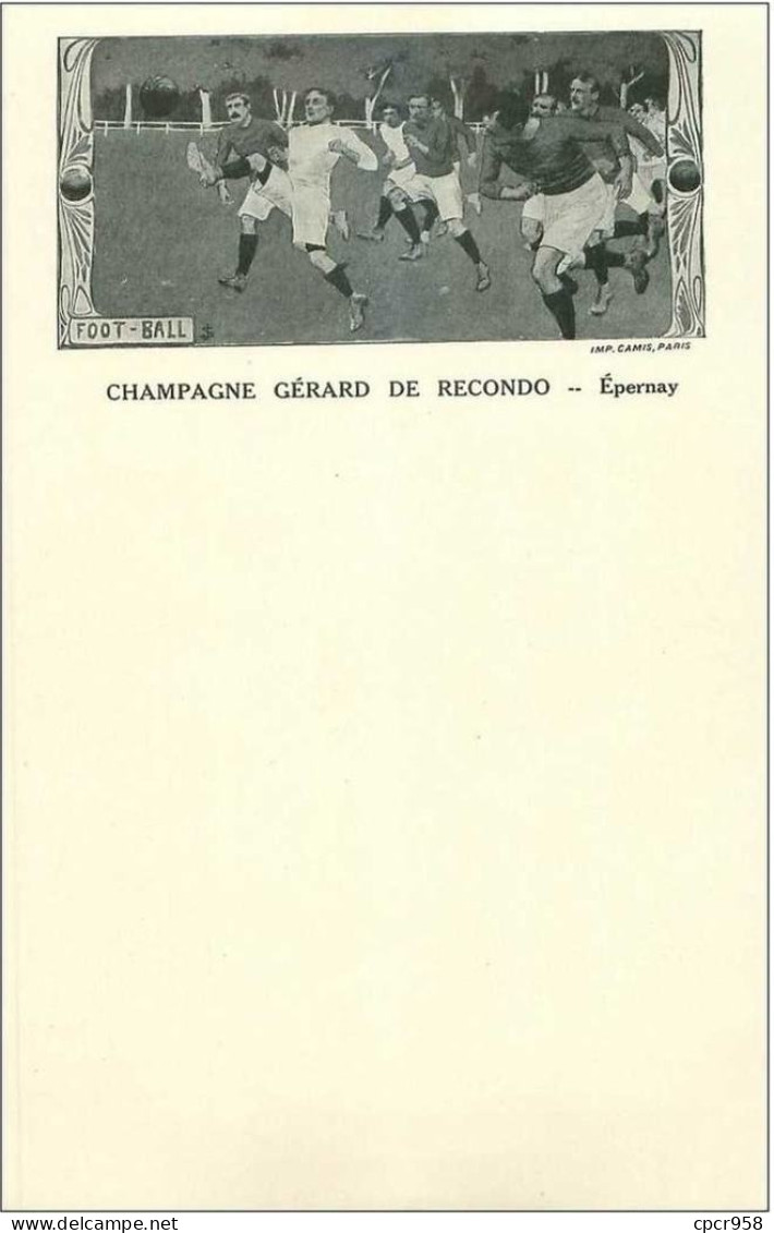 VIEUX-PAPIERS.MENUS.n°30280.CHAMPAGNE GERARD DE RECONDO.EPERNAY.FOOTBALL - Menükarten