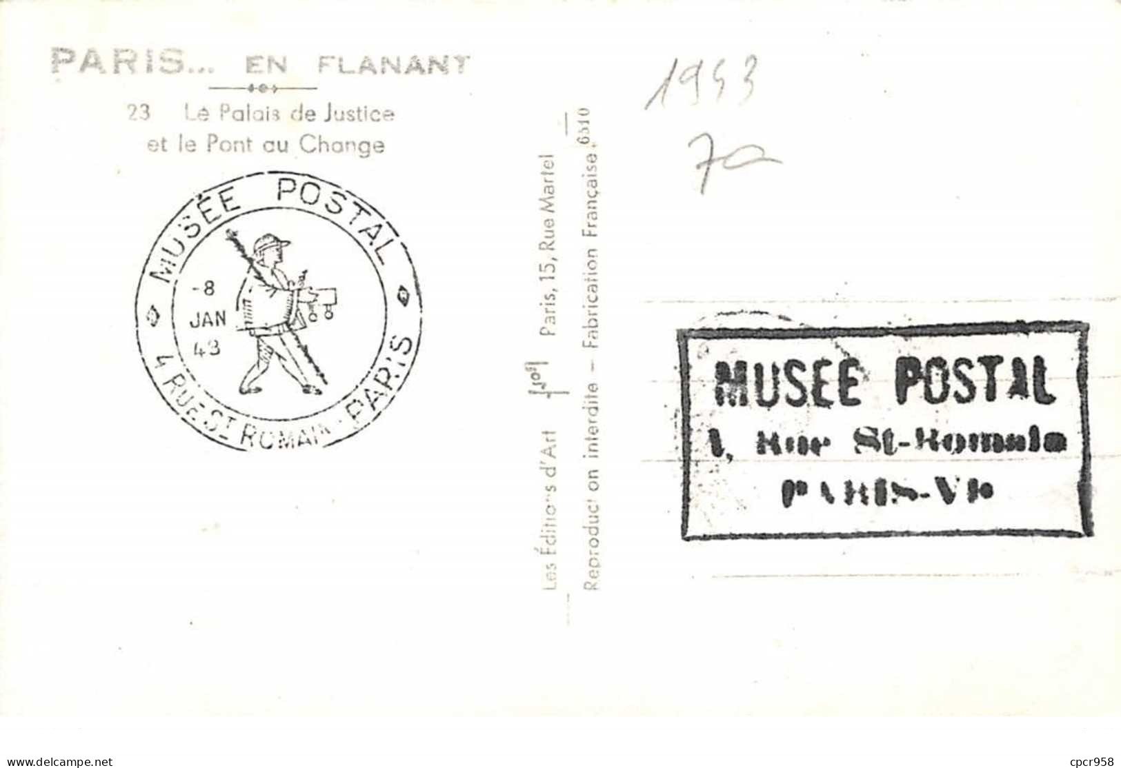 1943 .carte Maximum .france .102160 . 7eme Congres De L Union Postale Universelle .cachet Paris . - 1940-1949