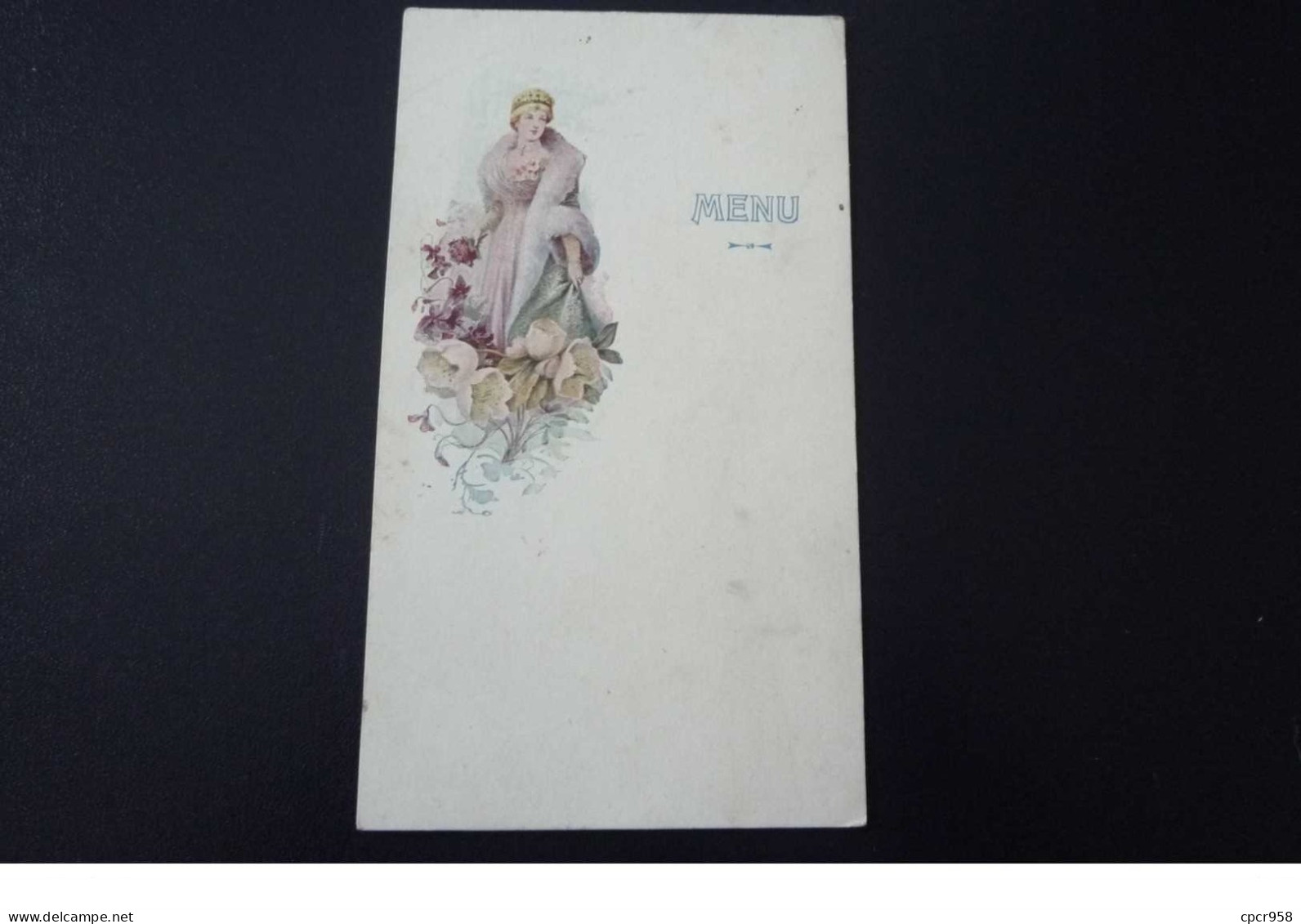 Menus. N°150190. Fleurs.femme Art Nouveau.genre Mucha .9 X 16 Cm - Menükarten