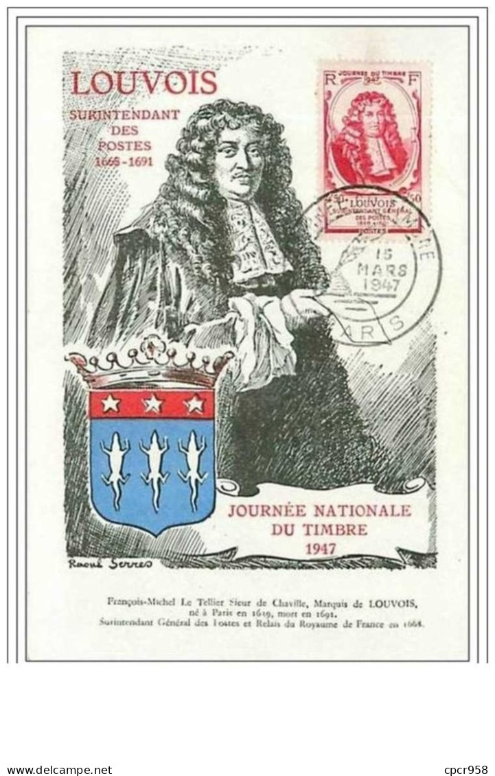 FRANCE.CARTE MAXIMUM.n°141.LOUVOIS.SU RINTENDANT DES POSTES 1668-1692 - Andere & Zonder Classificatie