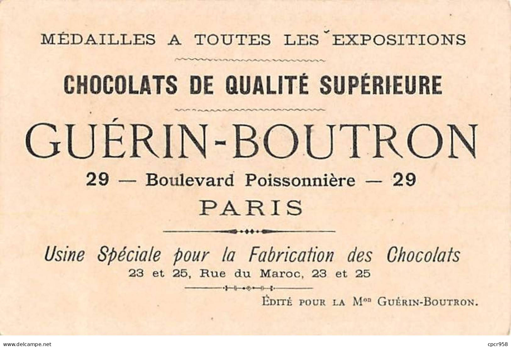 Chromos -COR12340 - Chocolat Guérin-Boutron - Inde - Chasse à L'éléphant - Hommes - 7x10cm Env. - Guerin Boutron