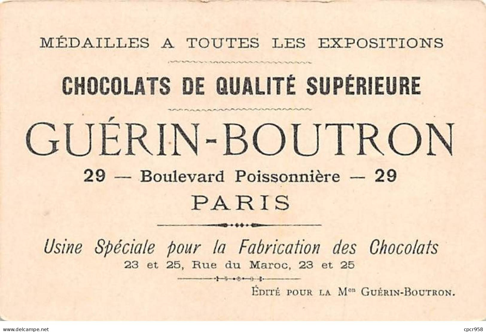 Chromos -COR12274 - Chocolat Guérin-Boutron - Laponie - Homme - Traineau - Rennes - Neige - 7x10cm Env. - Guérin-Boutron